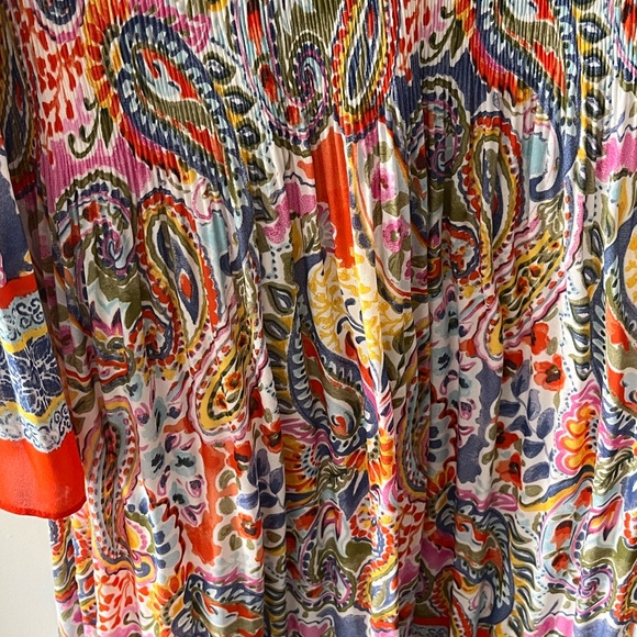 Emma and Michele Bell Sleeve Keyhole Printed Dress Large Knee Length Colorful - Picture 4 of 12